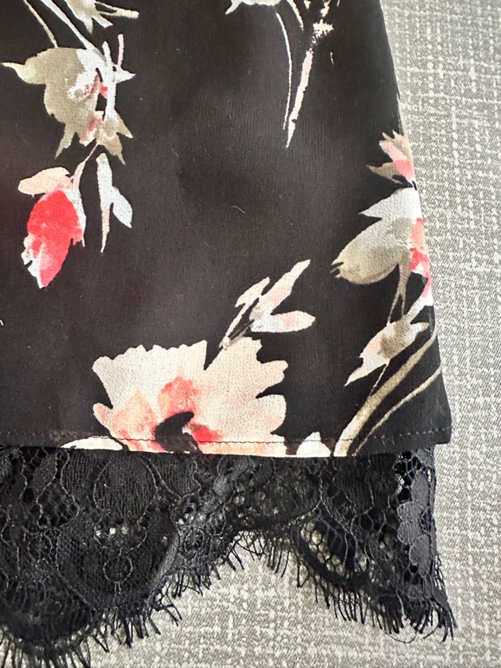 White House Black Market Floral Dress 12 Black Sheer Lace Hem Fit Flare - Picture 7 of 13